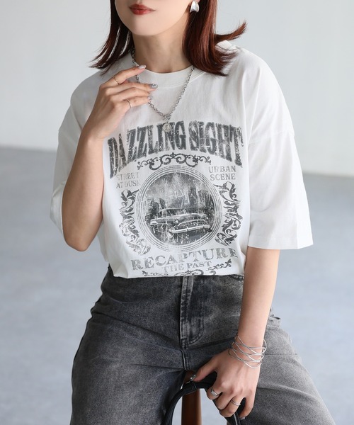 Riberry tシャツ カレッジロゴヴィンテージライクピグメントT