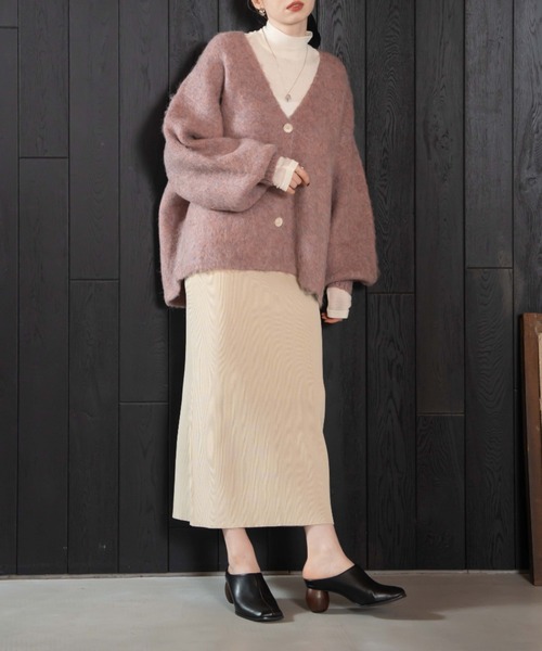 ちはやふるPRAカーデフリー モヘヤ混シアーVネックカーディガン【洗濯機洗い可】（カーディガン