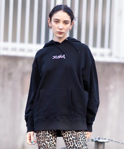 X.GIRL ホワイト フード付きパーカー M X-girl 「X-girl」 プルオーバーパーカー M ホワイト レディース