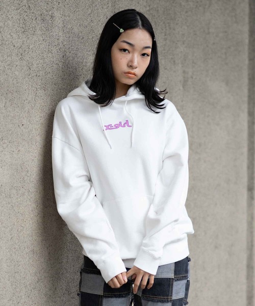 X.GIRL ホワイト フード付きパーカー M X-girl 「X-girl」 プルオーバーパーカー M ホワイト レディース
