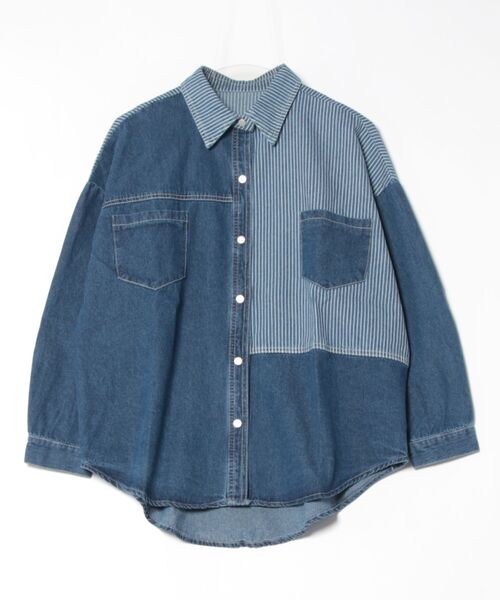 ブラウス シャツ スリットスリーブデニムシャツ レディース SPIRALGIRL ブラウス シャツ タックスリーブデニムトップス