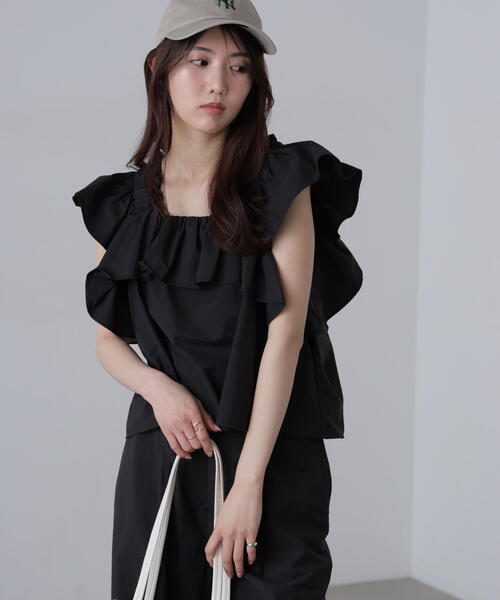cccmalie シーマリー　キャップスリーブ　半袖ブラウス　ネイビー　Navy シーマリー cccmalie キャップスリーブ半袖ブラウス cccmalie