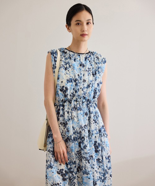 ROPE'（ロペ） ワンピース フェイディドフラワープリント・無地ドレス
