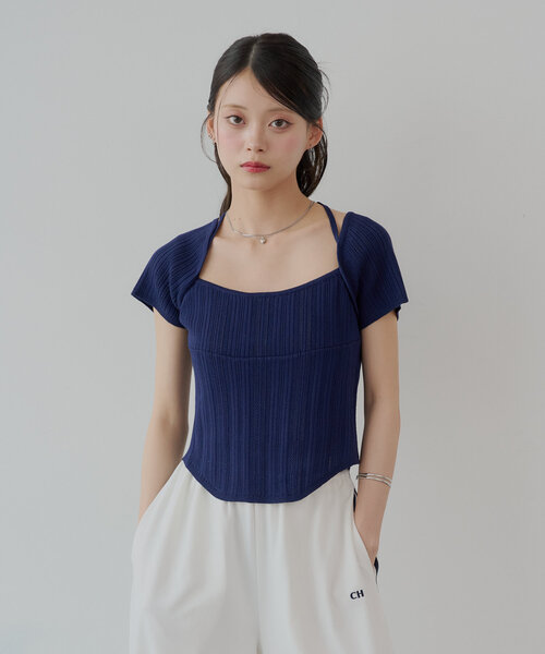 Rene36ボレロ　ニット Chico ニット セーター ボレロデザイン柄編みニット レディース