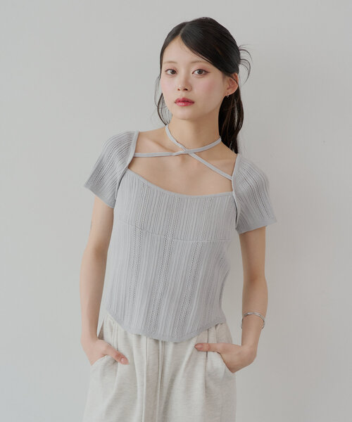 ニット セーター ニットボレロ+タンクトップSET/2025 SS COLLECTION レディース Sibra ニット セーター ノースリーブボーダーニットタンクトップ