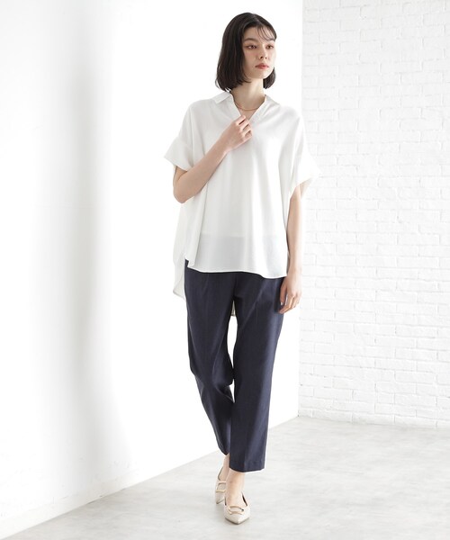 THE SHOP TK ブラウス シャツ スキッパーシャツ「防シワ/接触冷
