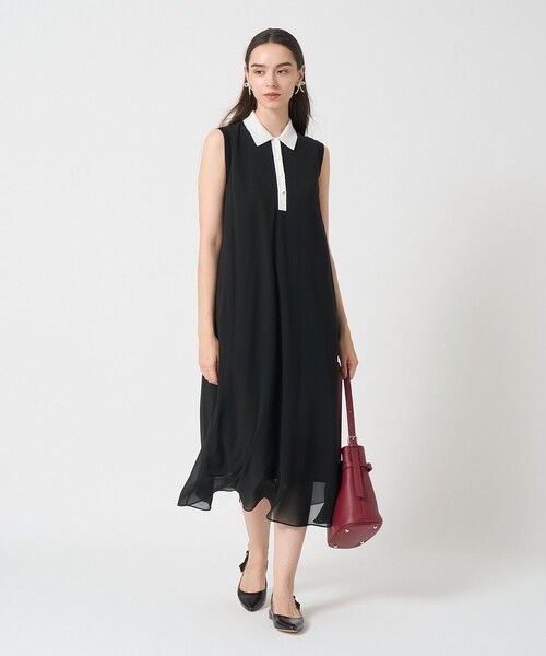 新入荷 ANAYI ワンピース シフォンコンビ配色カラー : ZOZOTOWN Yahoo ワンピース