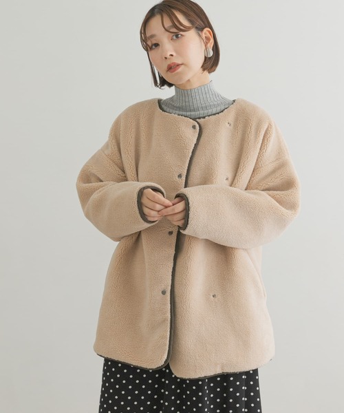 「F by ROSSO」 ノーカラージャケット FREE オフホワイト レディース_画像2