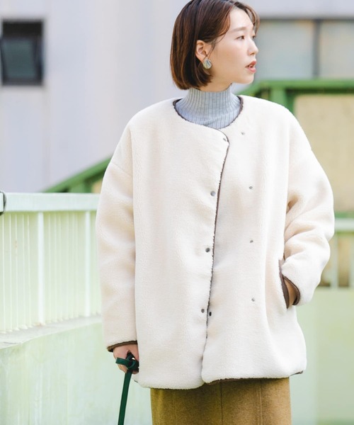 「F by ROSSO」 ノーカラージャケット FREE オフホワイト レディース_画像5