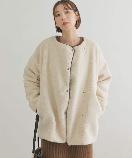 「F by ROSSO」 ノーカラージャケット FREE オフホワイト レディース_画像8