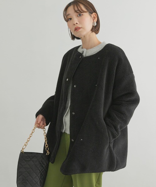 「F by ROSSO」 ノーカラージャケット FREE オフホワイト レディース_画像9