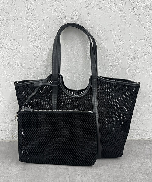 黒のメッシュトートバッグ earthy_ トートバッグ メッシュトートBag レディース メンズ