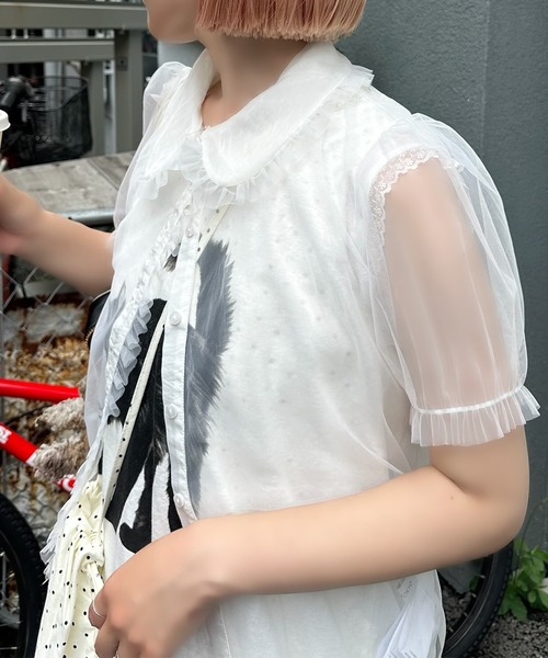 Alley Tokyo ブラウス シャツ 丸衿シアーBigボウタイブラウス 