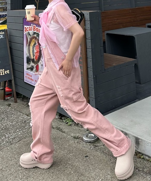 Alley Tokyo ブラウス シャツ 半袖 丸衿シアーBigボウタイブラウス