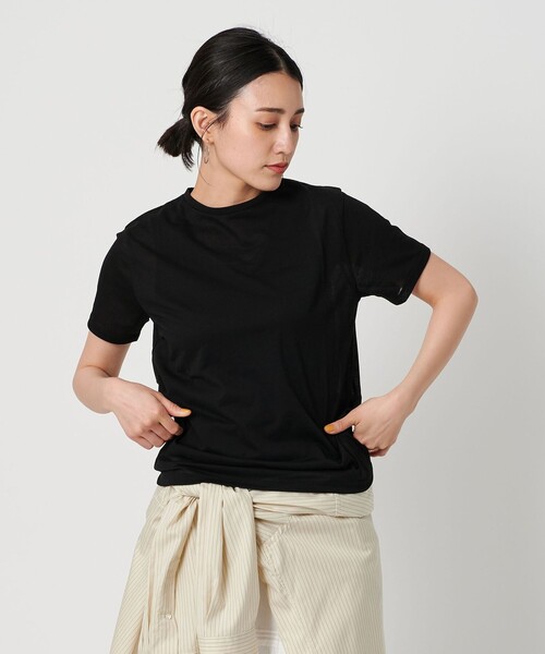 BEAUTY&YOUTH コットンナイロン天竺シアー クルーネック Tシャツ　白 コットンナイロン天竺 シアー クルーネック Tシャツ