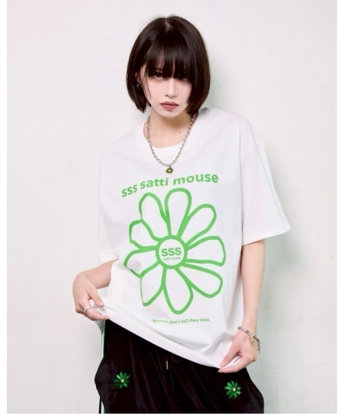sss satti mouse tシャツ カラーフラワーTシャツ レディース