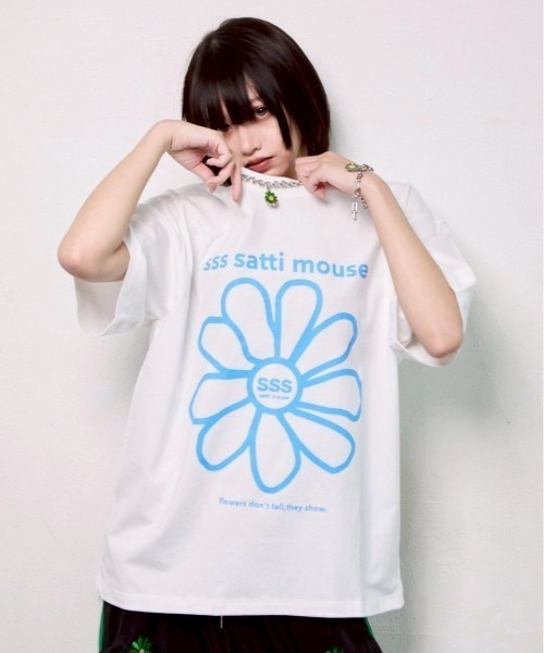sss satti mouse tシャツ カラーフラワーTシャツ レディース