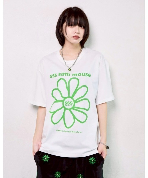 sss satti mouse グリーンバック sss satti mouse tシャツ カラーフラワーTシャツ レディース