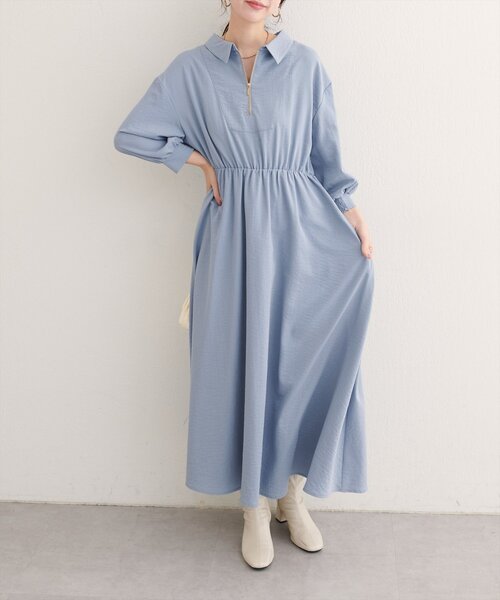 ワンピース N. natural couture ワンピース 「WEB限定」フロントZIP衿付きワンピース