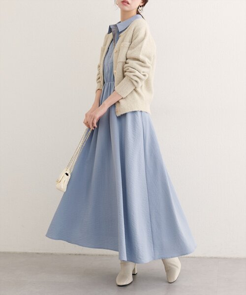 natural couture ワンピース 「WEB限定」フロントZIP衿付きワンピース