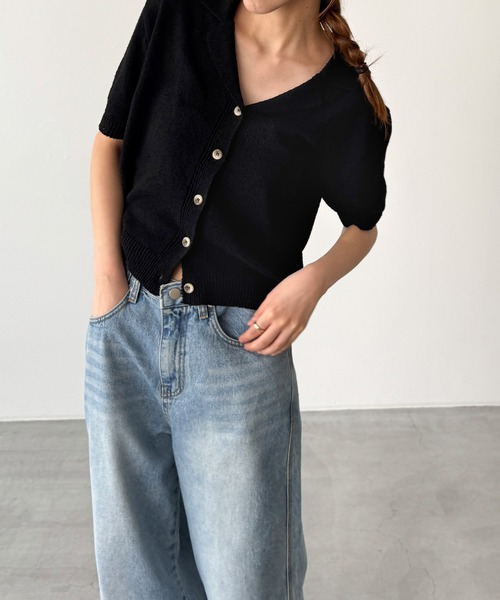 CANAL JEAN カーディガン El mar リネン混開襟ニット