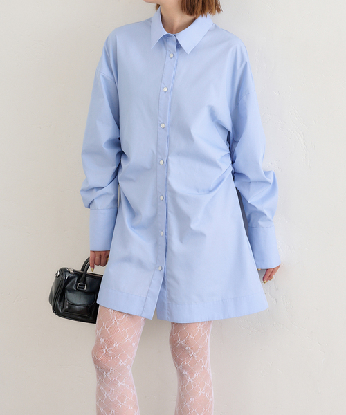 U by SPICK&SPAN ワンピース サイドギャザーミニシャツ