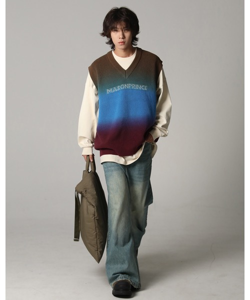 「MASONPRINCE」 ダメージ加工デニムパンツ M ブルー メンズ