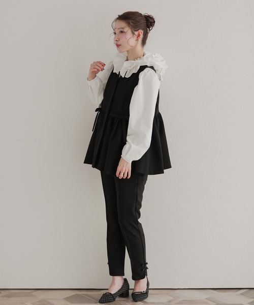 Fit more（フィットモア） ブラウス シャツ フリルフード切り替え