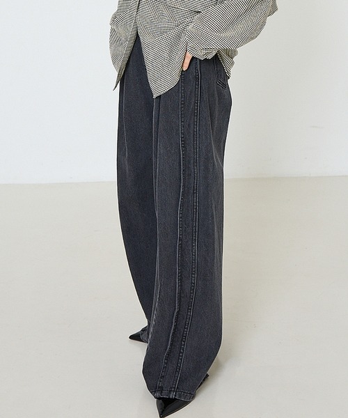NOMINE（ノミネ） ワイドパンツ ジーンズ デニム デニムパンツ サイド