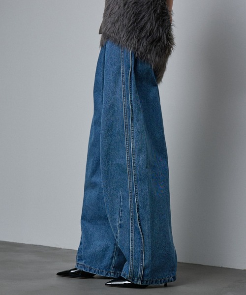 NOMINE（ノミネ） ワイドパンツ ジーンズ デニム デニムパンツ サイド