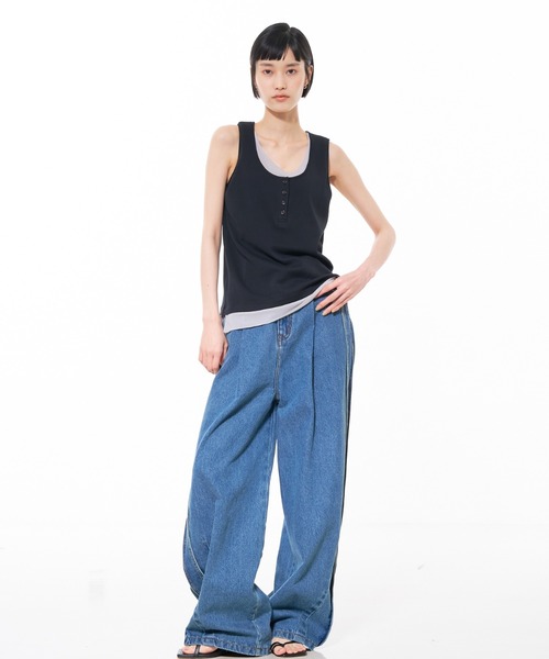 NOMINE（ノミネ） ワイドパンツ ジーンズ デニム デニムパンツ サイド