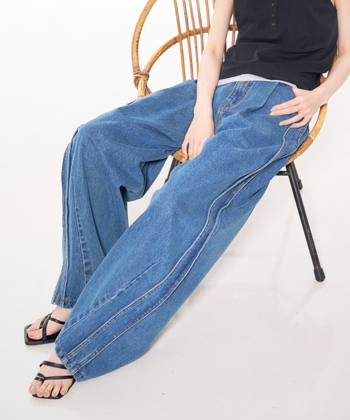 NOMINE（ノミネ） ワイドパンツ ジーンズ デニム デニムパンツ サイド