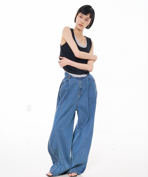 NOMINE（ノミネ） ワイドパンツ ジーンズ デニム デニムパンツ サイド