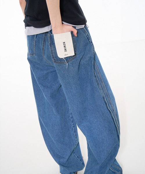 NOMINE（ノミネ） ワイドパンツ ジーンズ デニム デニムパンツ サイド