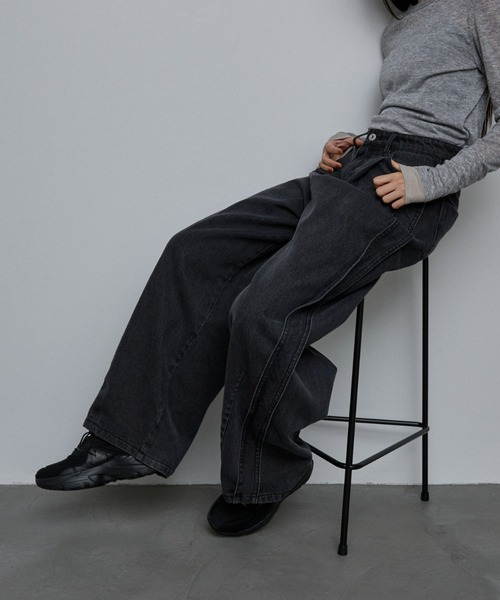 NOMINE ジーンズ デニム デニムパンツ サイドライン タック