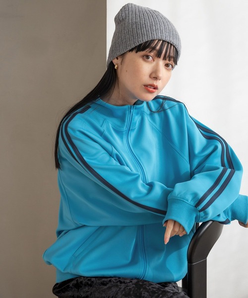 「LOWRYS FARM」 ジャージブルゾン LARGE ネイビー レディース