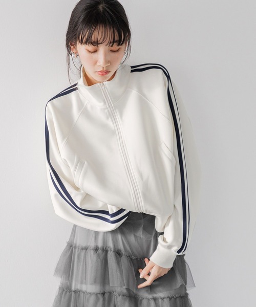「LOWRYS FARM」 ジャージブルゾン LARGE ネイビー レディース