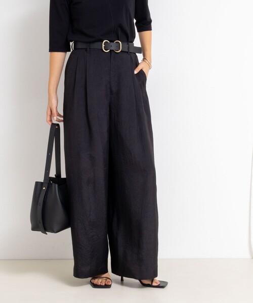 NOLLEY'S（ノーリーズ） パンツ ウォッシャブルクラッシュサテンワイド