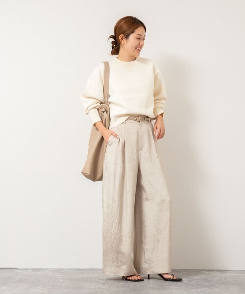 NOLLEY'S（ノーリーズ） パンツ ウォッシャブルクラッシュサテンワイド