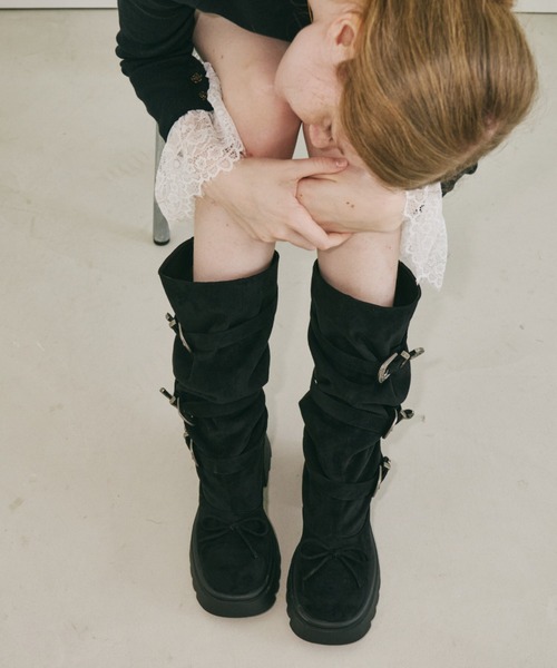 ブーツ 2way kushu-kushu suede boots / 2wayスエードブーツ