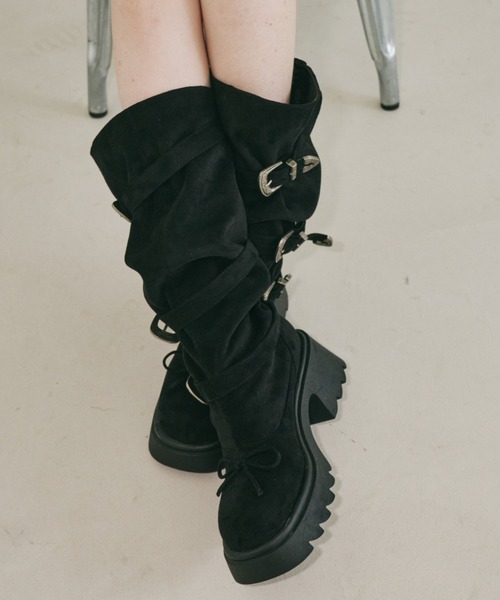 ブーツ 2way kushu-kushu suede boots / 2wayスエードブーツ