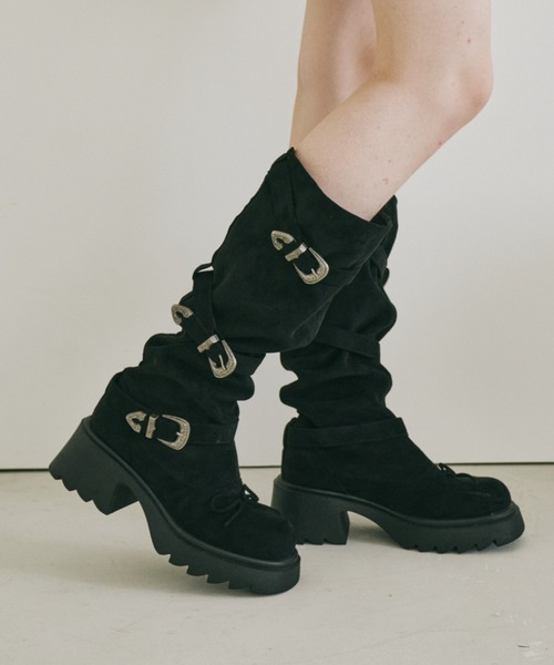 ブーツ 2way kushu-kushu suede boots / 2wayスエードブーツ
