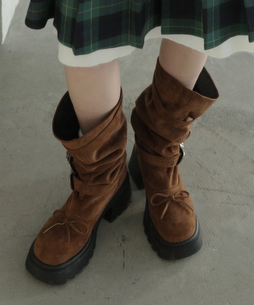 ブーツ 2way kushu-kushu suede boots / 2wayスエードブーツ