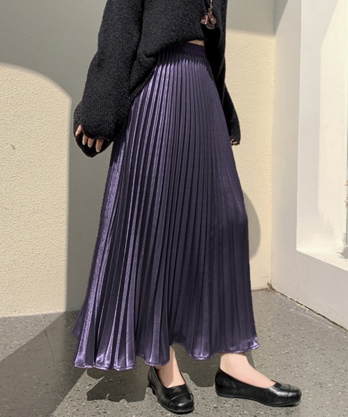 ReRe スカート Aラインメタリックプリーツスカート : ZOZOTOWN Yahoo