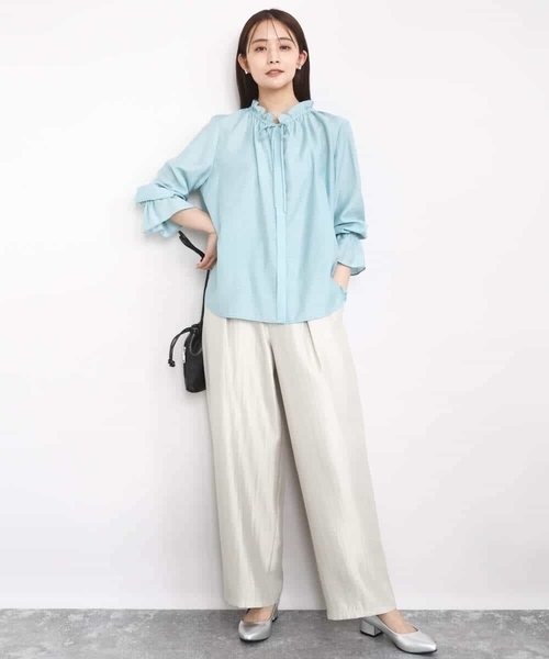 MK ミッシェルクラン（MK MICHEL  ）/サテン地バレルパンツ/洗える MK MICHEL KLEIN（エムケー ミッシェルクラン） パンツ サテン地バレル