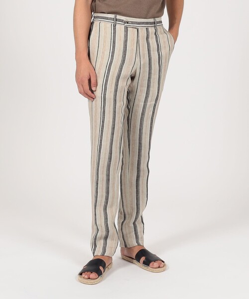 スラックス PT TRINO SLIM JOGGER リネンストライプ イージースラックス メンズの画像