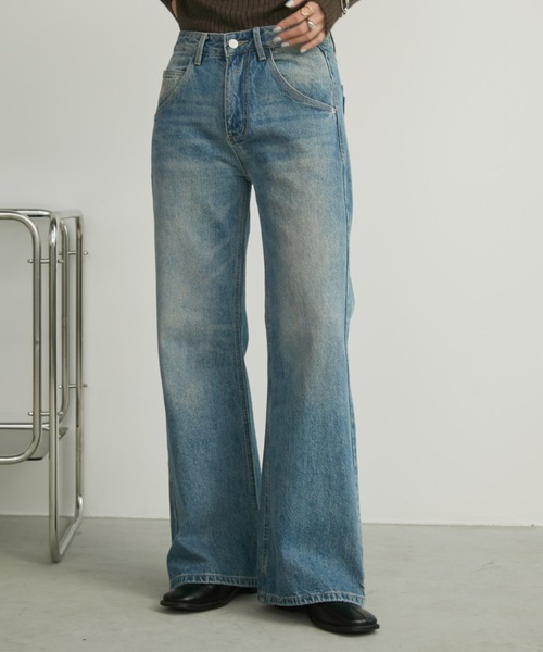 「Aunt Marie's」 デニムパンツ M ブルー レディース_画像4