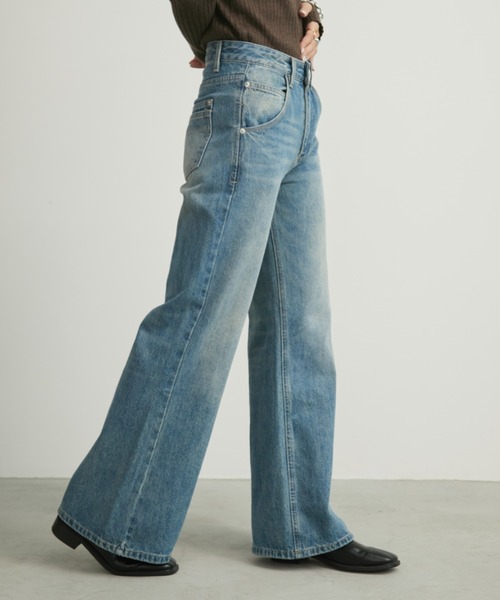 「Aunt Marie's」 デニムパンツ M ブルー レディース_画像8