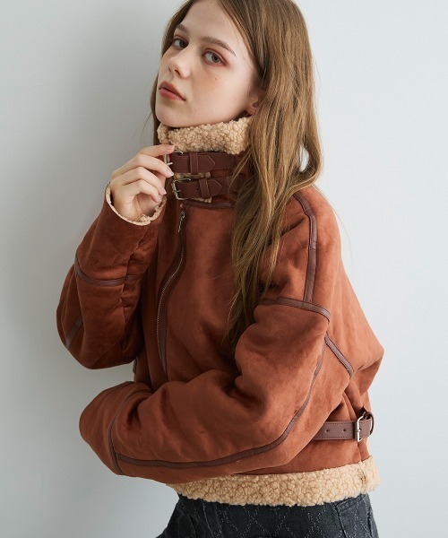 Mirette ブルゾン アウター フェイクムートンショートジャケット