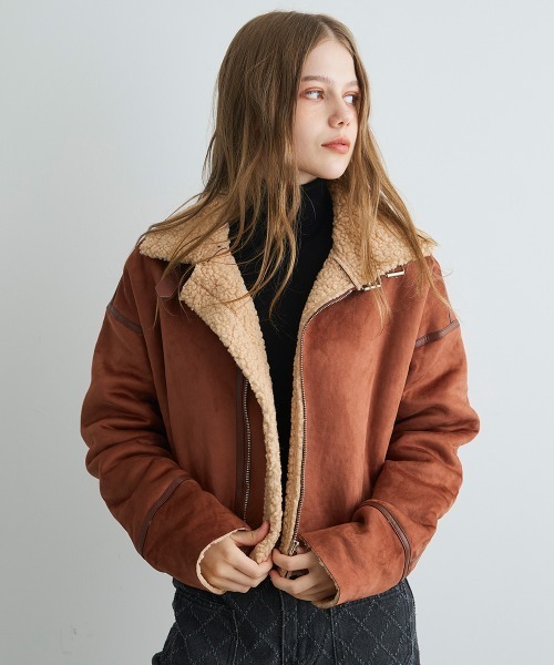 Mirette ブルゾン アウター フェイクムートンショートジャケット